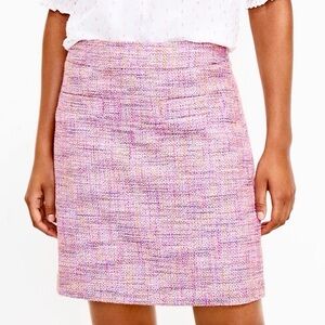 LOFT Pink & Purple Tweed Mini Skirt, SZ 8 NWT